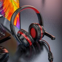 Игровые наушники для ПК с микрофоном Hoco W103 Magic tour gaming headphones Black-Red