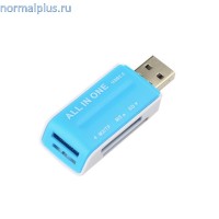 Картридер USB 2.0 для SD TF M2 MS синий